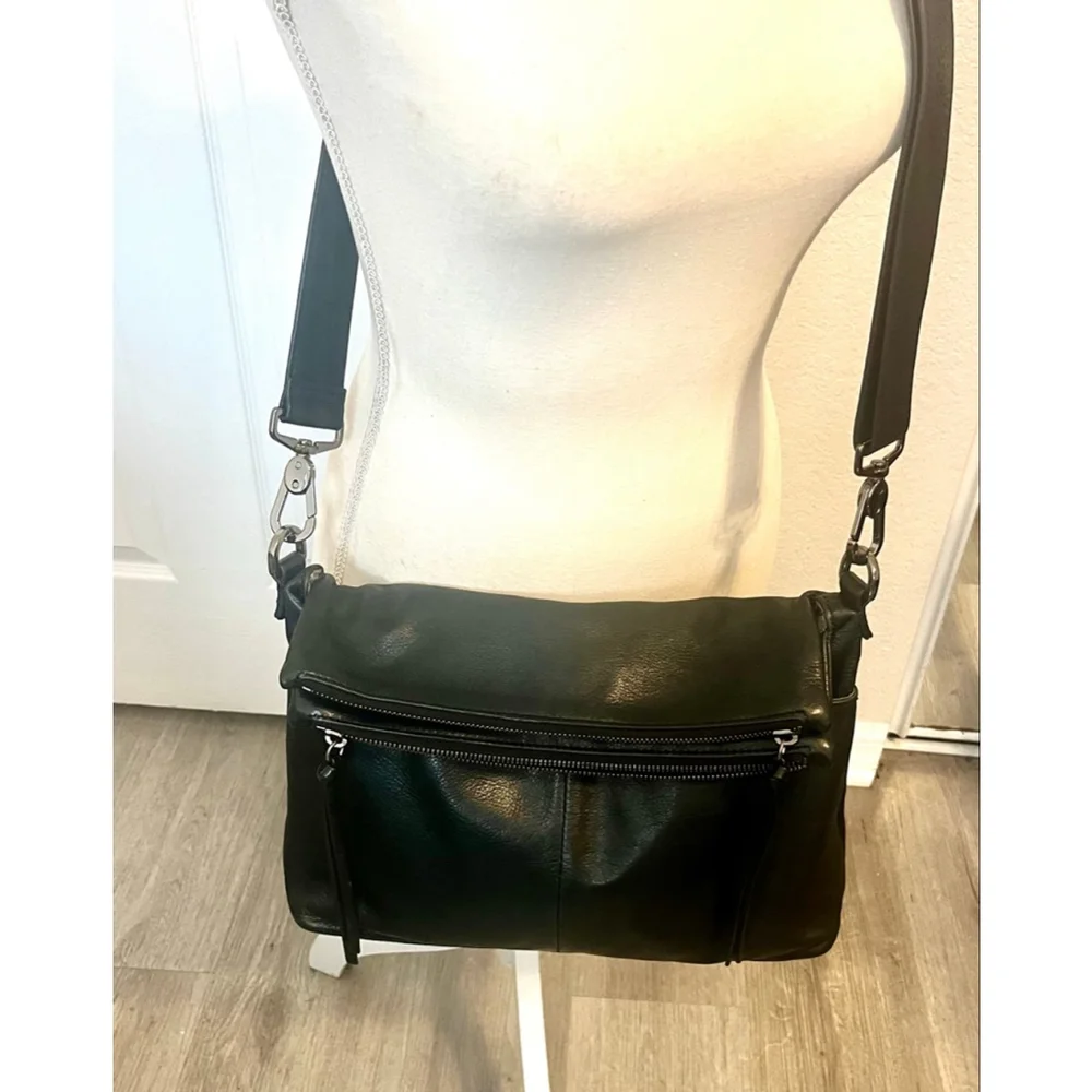 Margot Mickey Double Zip Fold Over Dark Green Leather Hobo or Crossbody bag